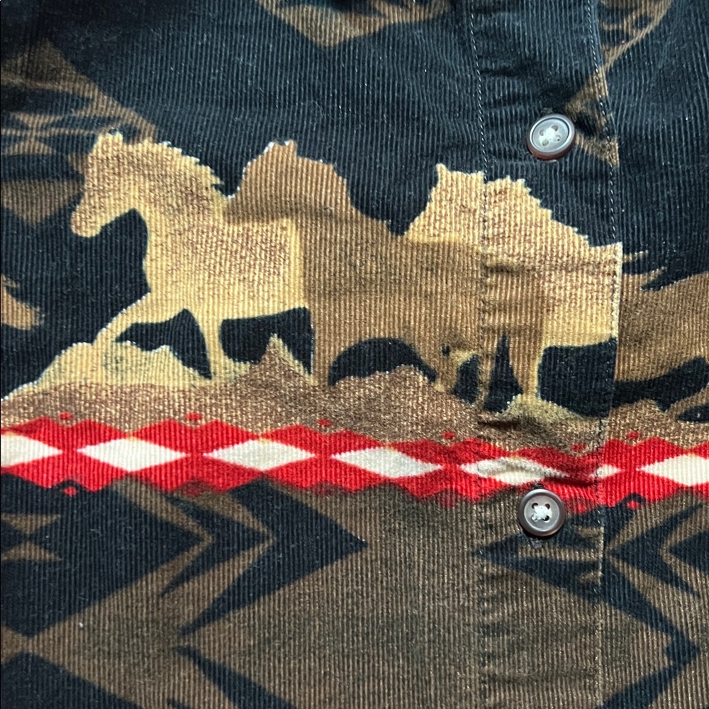 Natural Reflections Brown western horses AOP Camouflage boxy shirt size L - Picture 8 of 9